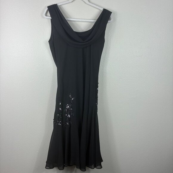 VTG 90s Xscape by Joanna Chen Off the Shoulder Dress Black Sz 14 Whimsigoth - Picture 8 of 8